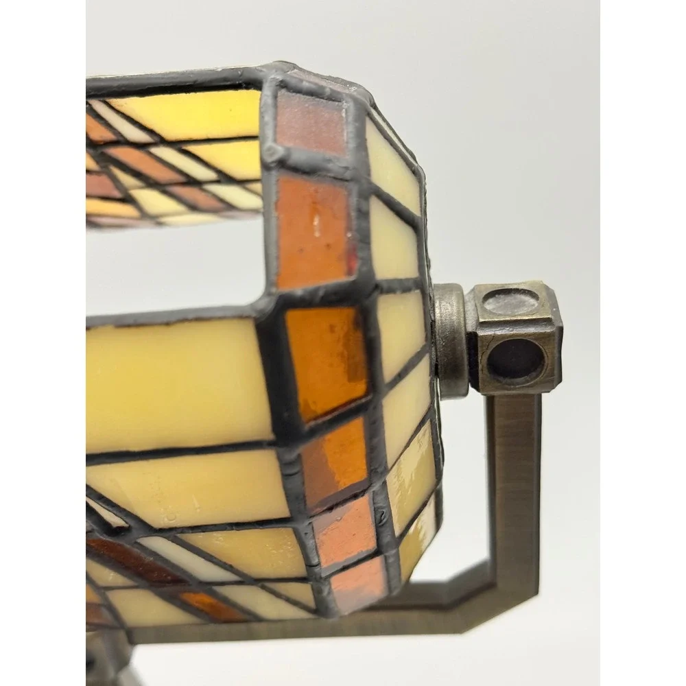 PartyLite Candles Artisian Mission Style Stained Glass Bankers Lamp P7782 - Picture 8 of 16